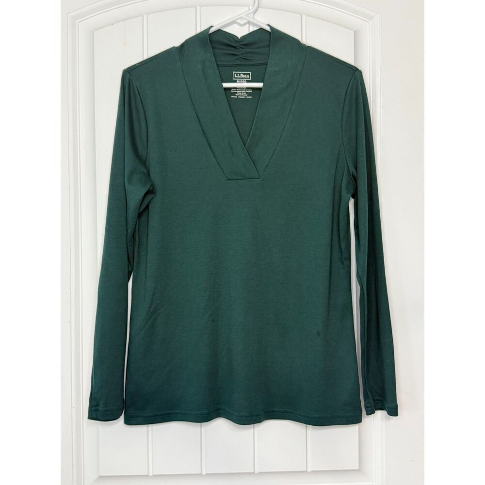 L.L. Bean Shade Teal 100% Supima Cotton V-neck Jewel Tones Fairy Grunge Academia